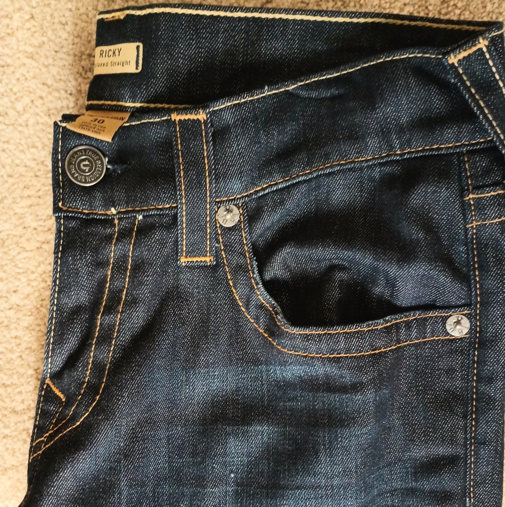 Men's True Religion Ricky Relaxed Straight Jeans Size 30